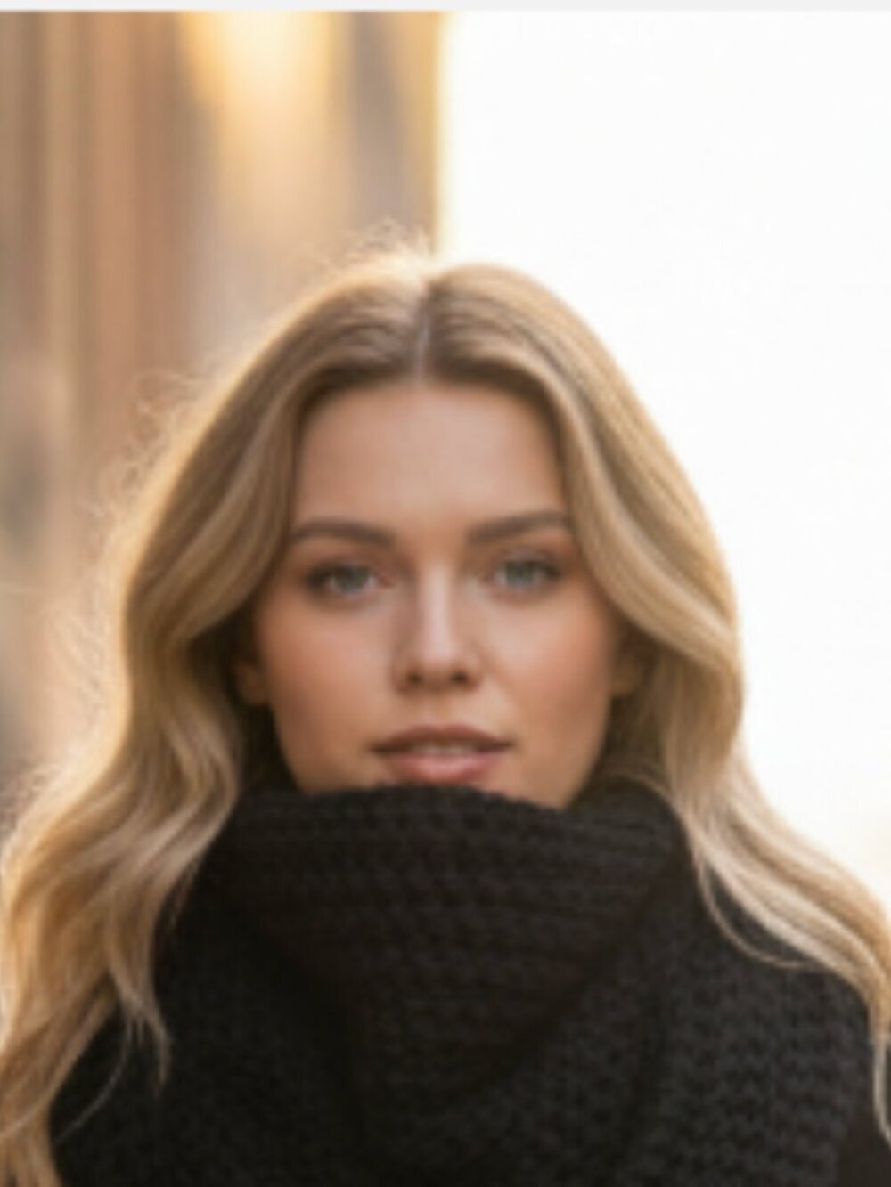 Elegant Black Chunky Knit Neck Gaiter Scarf